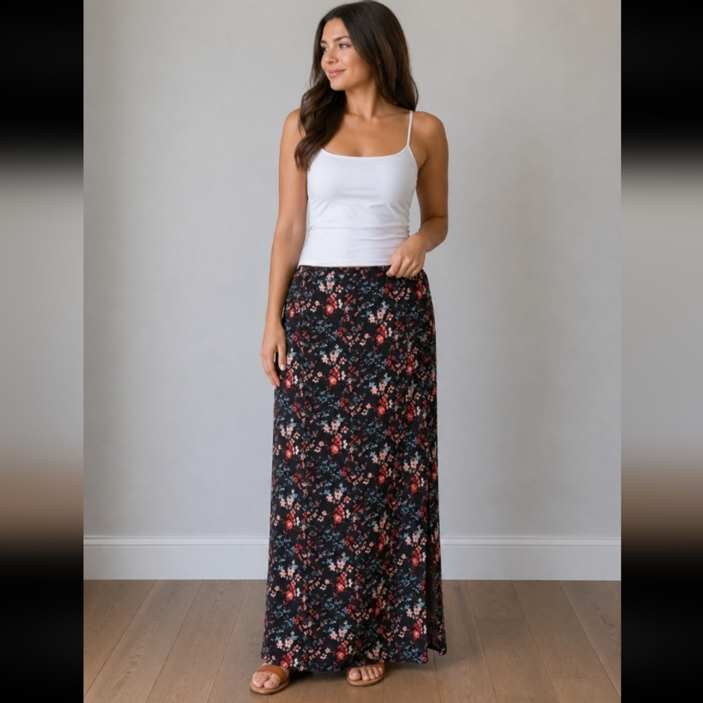 FREE PRESS maxi floral slit elastic waist large